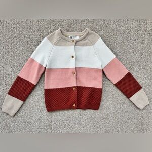 H&M Color Block Cotton Knit Cardigan with Button Detail Toddler Girls Size 5T/6